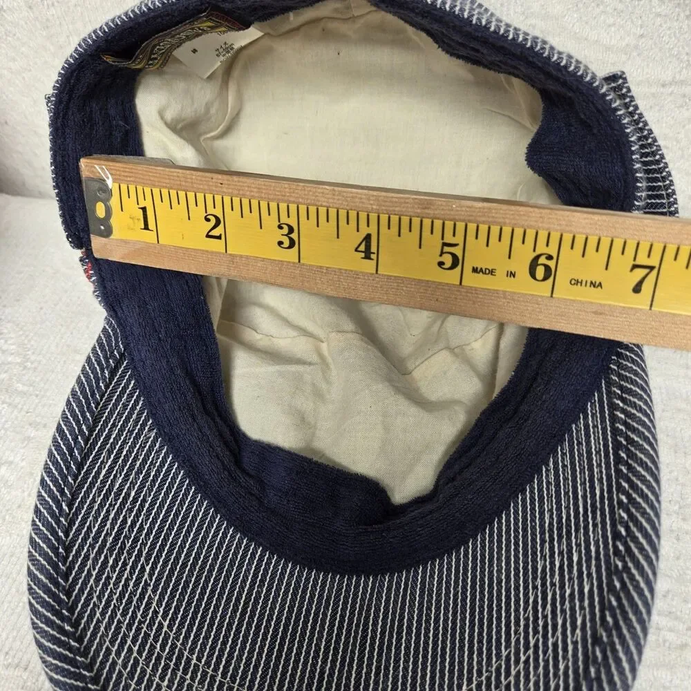 Basiquenti Blue White Striped Train Conductor Hat Lined Double Button TokyoJapan